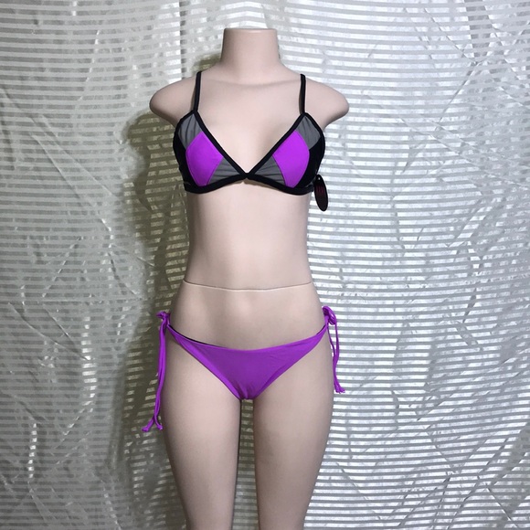 👙NWT Reversible Argyle Neon Purple String Bikini - Picture 5 of 16